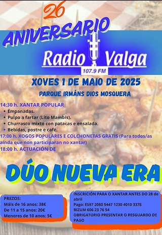 Fechas, información, programa, cartel, imágenes, mapa y ubicación de XXVI Aniversario Radio Valga