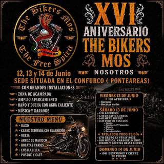 Fechas, información, programa, cartel, imágenes, mapa y ubicación de XVI Aniversario The Bikers Mos (2026)  en  Ponteareas