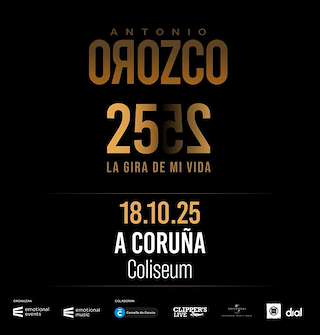 Fechas, información, programa, cartel, imágenes, mapa y ubicación de Antonio Orozco - La Gira de Mi Vida (2025)  en  A Coruña
