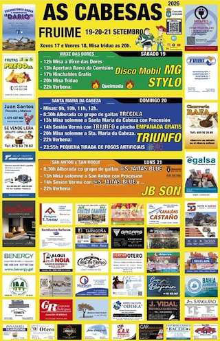 Fechas, información, programa, cartel, imágenes, mapa y ubicación de As Cabesas de Fruime (2026) en Lousame