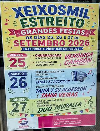 Fechas, información, programa, cartel, imágenes, mapa y ubicación de As Mercedes de Xeixosmil O Estreito (2026)  en  Meira
