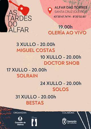 Fechas, información, programa, cartel, imágenes, mapa y ubicación de As Tardes do Alfar  en  Oleiros