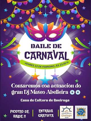 Fechas, información, programa, cartel, imágenes, mapa y ubicación de Baile de Carnaval de Queiruga  en  O Porto do Son