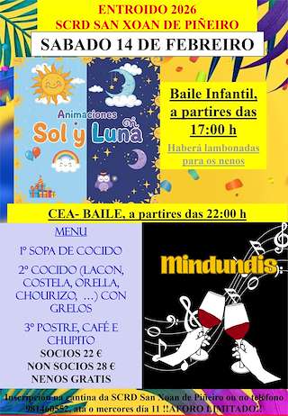 Fechas, información, programa, cartel, imágenes, mapa y ubicación de Baile de Carnaval de San Xoan de Piñeiro  (2026)  en  Mugardos