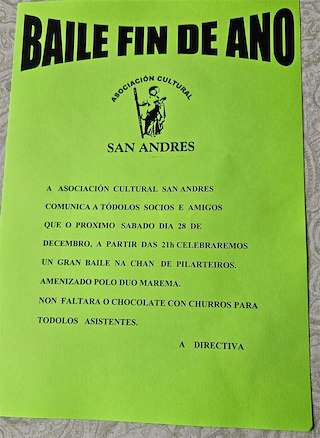 Fechas, información, programa, cartel, imágenes, mapa y ubicación de Baile Fin de Ano de San Andrés de Xeve  en  Pontevedra
