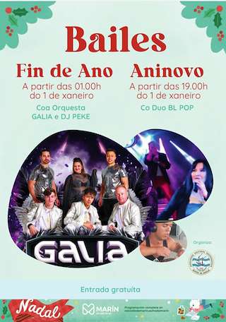 Fechas, información, programa, cartel, imágenes, mapa y ubicación de Bailes de Fin de Año y Año Nuevo (2025-2026)  en  Marín