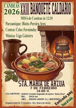 Fechas, información, programa, cartel, imágenes, mapa y ubicación de XXIII Banquete Caldario (2026)  en  Arzúa