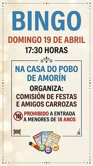 Fechas, información, programa, cartel, imágenes, mapa y ubicación de Bingo de Amorín (2026) en Tomiño