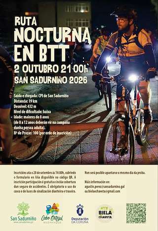 Fechas, información, programa, cartel, imágenes, mapa y ubicación de BTT Nocturna (2026)  en  San Sadurniño