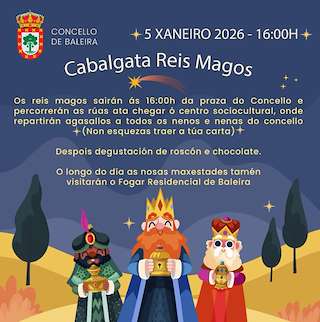 Fechas, información, programa, cartel, imágenes, mapa y ubicación de Cabalgata de Reyes (2026) en Baleira