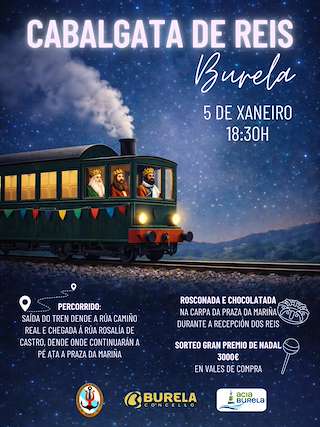 Fechas, información, programa, cartel, imágenes, mapa y ubicación de Cabalgata de Reyes (2026) en Burela