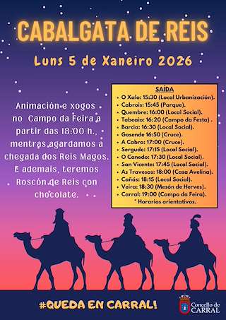 Fechas, información, programa, cartel, imágenes, mapa y ubicación de Cabalgata de Reyes (2026) en Carral