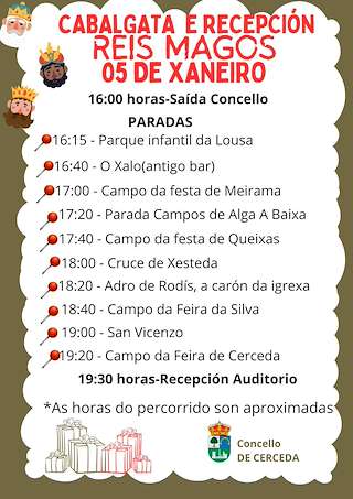 Fechas, información, programa, cartel, imágenes, mapa y ubicación de Cabalgata de Reis  en  Cerceda