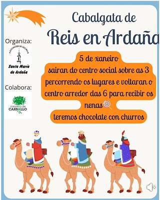 Fechas, información, programa, cartel, imágenes, mapa y ubicación de Cabalgata de Reyes de Ardaña (2026)  en  Carballo