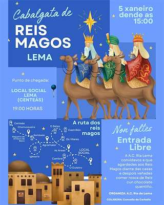 Fechas, información, programa, cartel, imágenes, mapa y ubicación de Cabalgata de Reyes de Lema (2026)  en  Carballo