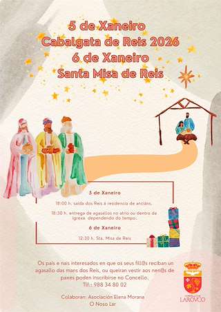 Fechas, información, programa, cartel, imágenes, mapa y ubicación de Cabalgata de Reyes (2026) en Larouco