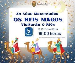 Fechas, información, programa, cartel, imágenes, mapa y ubicación de Cabalgata de Reyes (2027)  en  O Riós