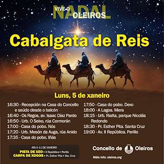 Fechas, información, programa, cartel, imágenes, mapa y ubicación de Cabalgata de Reyes (2026) en Oleiros