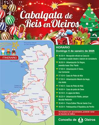 Fechas, información, programa, cartel, imágenes, mapa y ubicación de Cabalgata de Reis (2026)  en  Oleiros