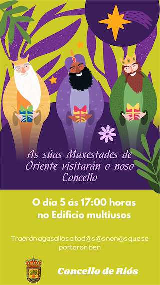 Fechas, información, programa, cartel, imágenes, mapa y ubicación de Cabalgata de Reis (2026)  en  Riós