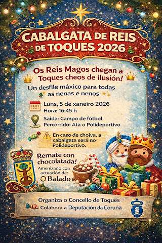 Fechas, información, programa, cartel, imágenes, mapa y ubicación de Cabalgata de Reyes (2026) en Toques