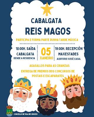 Fechas, información, programa, cartel, imágenes, mapa y ubicación de Cabalgata de Reis  en  Vila de Cruces