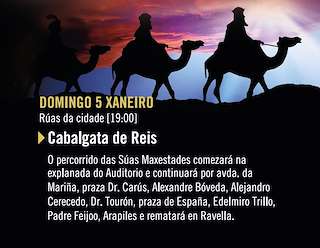 Fechas, información, programa, cartel, imágenes, mapa y ubicación de Cabalgata de Reis  (2026)  en  Vilagarcía de Arousa