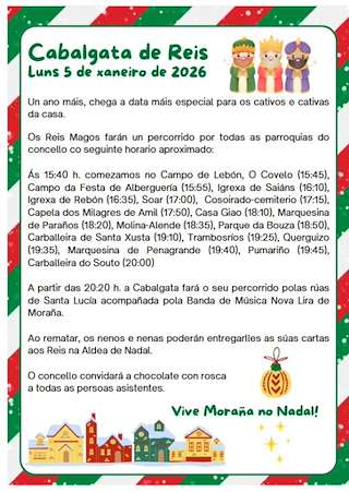 Fechas, información, programa, cartel, imágenes, mapa y ubicación de Cabalgata de Reyes  en  Moraña
