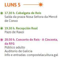 Cabalgata y Recepción de Reis (2026) en Santiago de Compostela