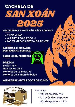 Fechas, información, programa, cartel, imágenes, mapa y ubicación de Cachela de San Xoán de A Fonte de Fornelos  en  Ponteceso