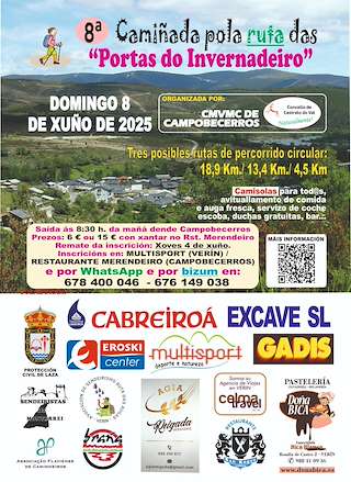 Fechas, información, programa, cartel, imágenes, mapa y ubicación de VIII Camiñada pola Ruta das Portas do Invernadeiro  en  Castrelo do Val