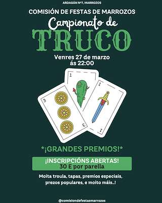 Fechas, información, programa, cartel, imágenes, mapa y ubicación de Campeonato de Truco de Marrozos (2026)  en  Santiago de Compostela