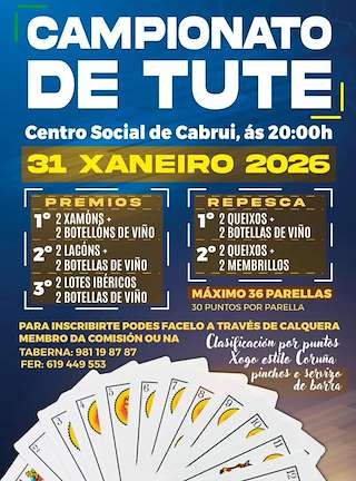 Fechas, información, programa, cartel, imágenes, mapa y ubicación de Campeonato de Tute de Cabrui (2026)  en  Mesía