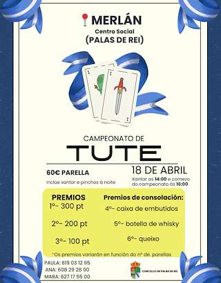 Fechas, información, programa, cartel, imágenes, mapa y ubicación de Campeonato de Tute de Merlán   en  Palas de Rei