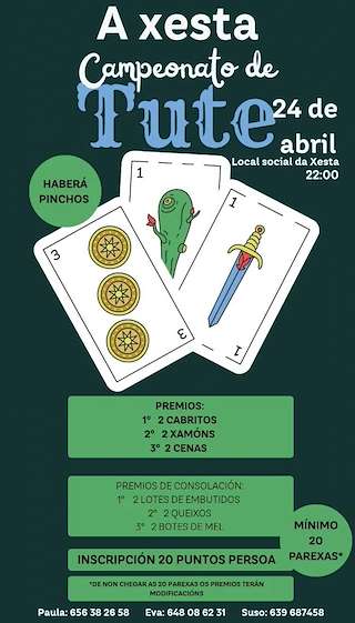 Fechas, información, programa, cartel, imágenes, mapa y ubicación de Campeonato de Tute en A Xesta (2026)  en  Lalín