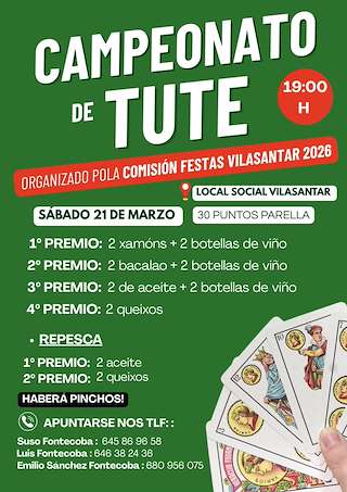 Fechas, información, programa, cartel, imágenes, mapa y ubicación de Campeonato de Tute   en  Vilasantar
