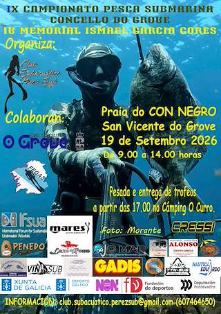 Fechas, información, programa, cartel, imágenes, mapa y ubicación de IX Campionato de Pesca Submarina - IV Memorial Ismael García Cores (2026) en O Grove