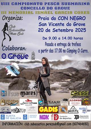 Fechas, información, programa, cartel, imágenes, mapa y ubicación de VIII Campionato de Pesca Submarina - III Memorial Ismael García Cores  en  O Grove