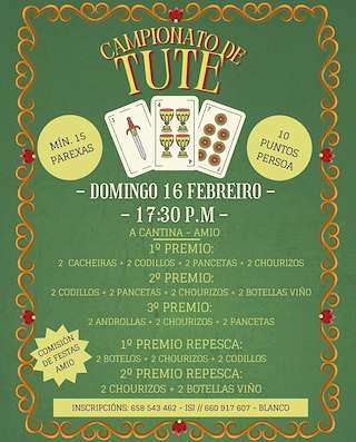 Fechas, información, programa, cartel, imágenes, mapa y ubicación de Campionato de Tute de Amio  en  Santiago de Compostela