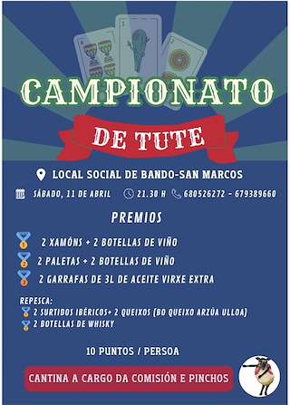 Fechas, información, programa, cartel, imágenes, mapa y ubicación de Campionato de Tute de Bando (2026)  en  Santiago de Compostela