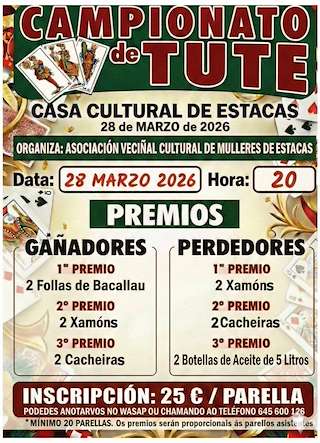 Fechas, información, programa, cartel, imágenes, mapa y ubicación de Campionato de Tute de Estacas (2026)  en  Fornelos de Montes