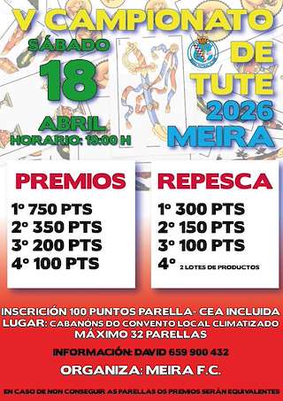 Fechas, información, programa, cartel, imágenes, mapa y ubicación de V Campionato de Tute  (2026) en Meira