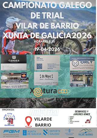 Fechas, información, programa, cartel, imágenes, mapa y ubicación de Campionato Galego de Trial  (2026) en Vilar de Barrio