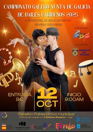 Fechas, información, programa, cartel, imágenes, mapa y ubicación de Campionato Galego Xunta de Galicia de Bailes Caribeños (2025)  en  O Saviñao