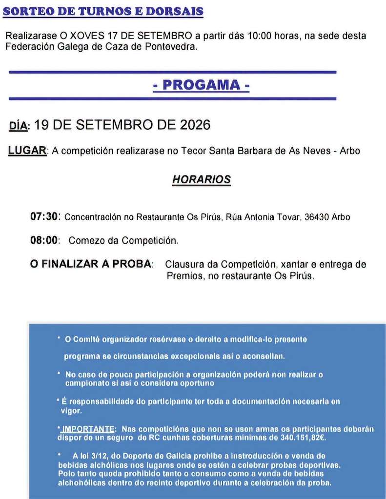 XXXII Campionato Provincial de Rastro de Coello  (2026) en As Neves