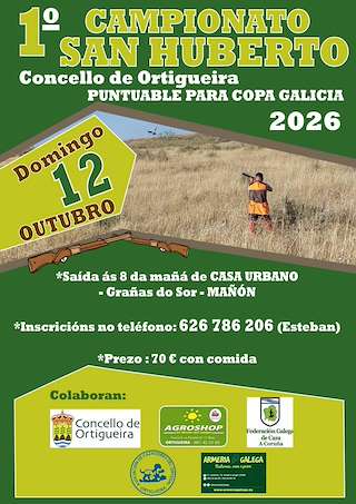 Fechas, información, programa, cartel, imágenes, mapa y ubicación de I Campionato San Huberto (2025)  en  Ortigueira