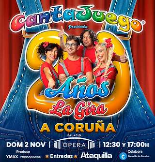 Fechas, información, programa, cartel, imágenes, mapa y ubicación de Cantajuego - 20 Años, La Gira (2025)  en  A Coruña