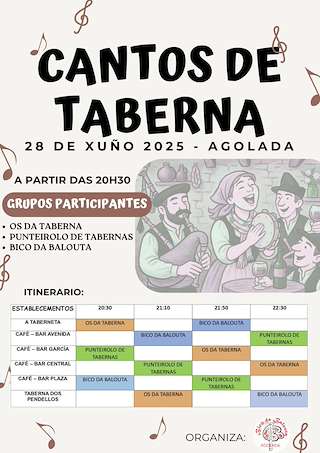Fechas, información, programa, cartel, imágenes, mapa y ubicación de Cantos de Taberna  en  Agolada