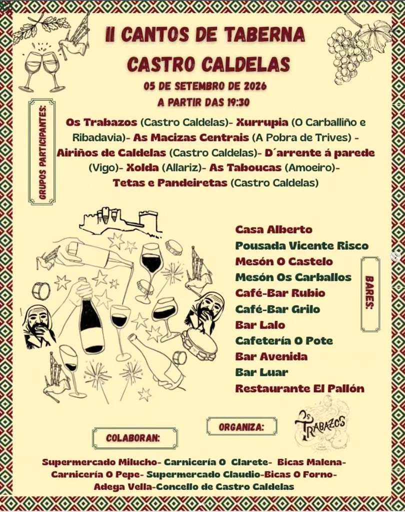III Cantos de Taberna (2026) en O Castro de Caldelas
