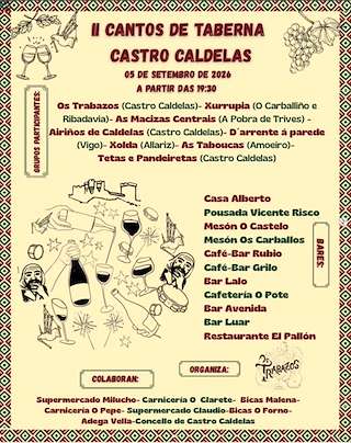Fechas, información, programa, cartel, imágenes, mapa y ubicación de III Cantos de Taberna (2026) en O Castro de Caldelas